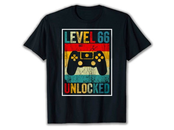 LEVEL 66 UNLOCKED Vintage Gaming T-Shirt Design