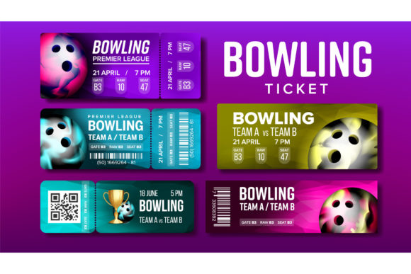 Stylish Bowling Game Ticket Sets for Event Promotion