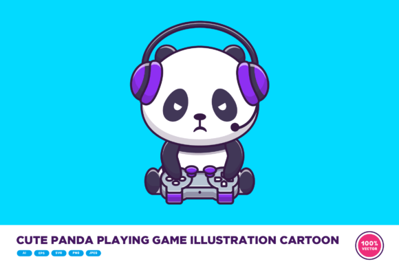 The Cute Panda Playing Game Illustration for Modern Creators
